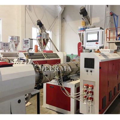Counter Rotating Twin Screw Extrusion Line 37kw PVC Pipe Manufacturing Machine Customized
