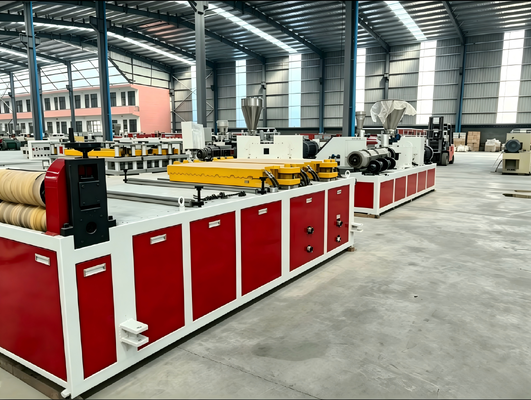 Electrical Heating PVC Roof Tile Machine Designed With Twin Screw Extruder To Produce Glazed Or T Shape Roofing Tile