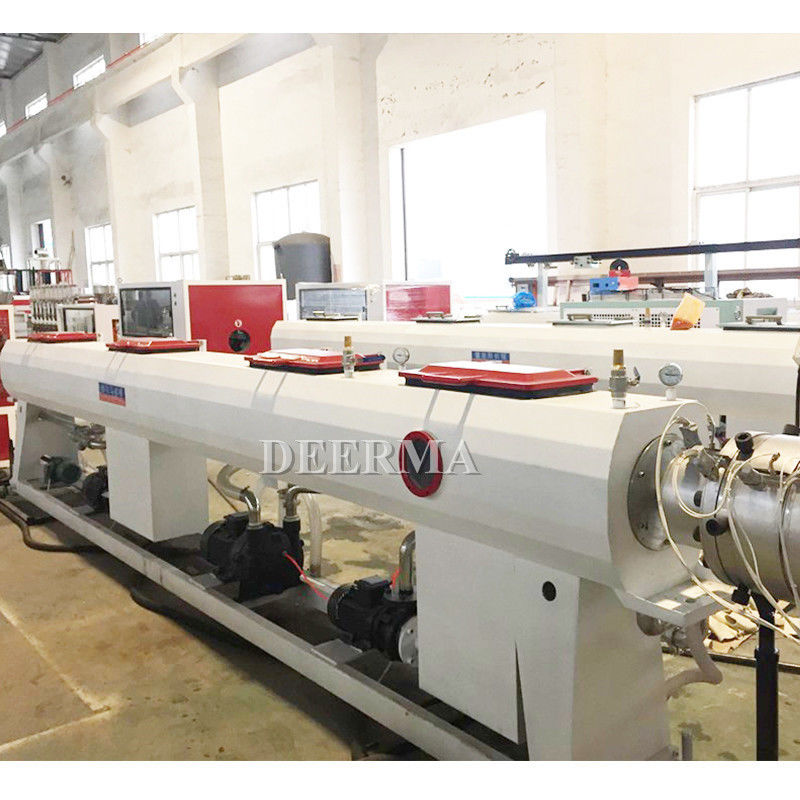 Output diameter range 16mm 630mm PVC pipe making equipment adopting PLC control with touch screen ensuring consistent pipe output