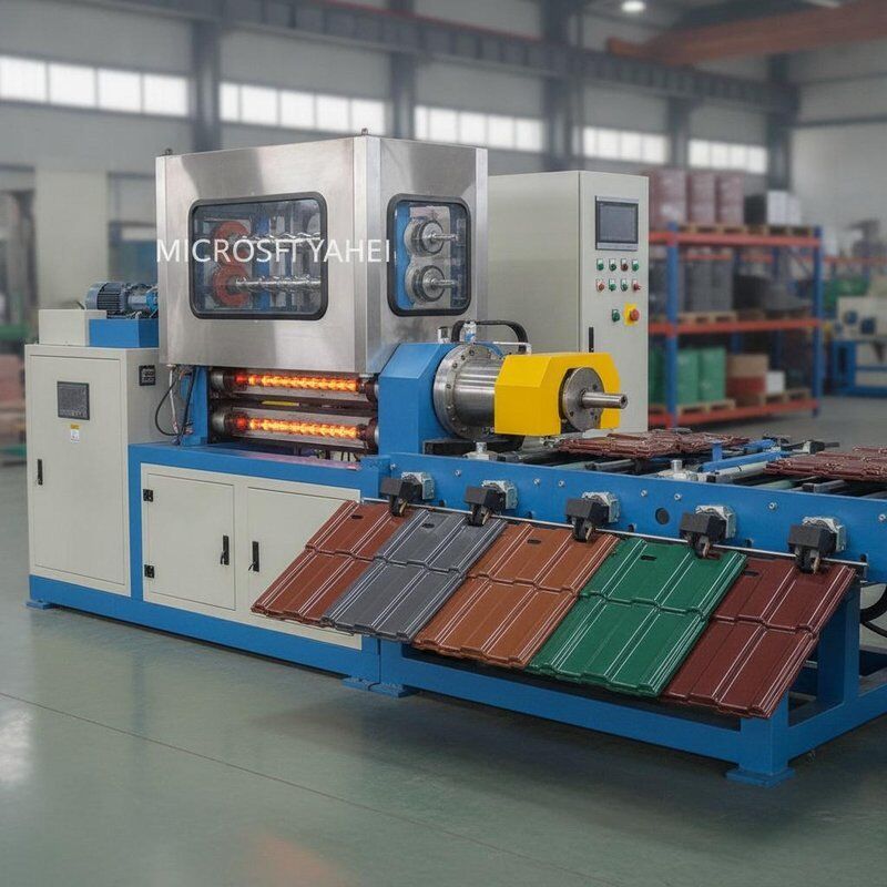 Electrical Heating PVC Roof Tile Machine Designed With Twin Screw Extruder To Produce Glazed Or T Shape Roofing Tile